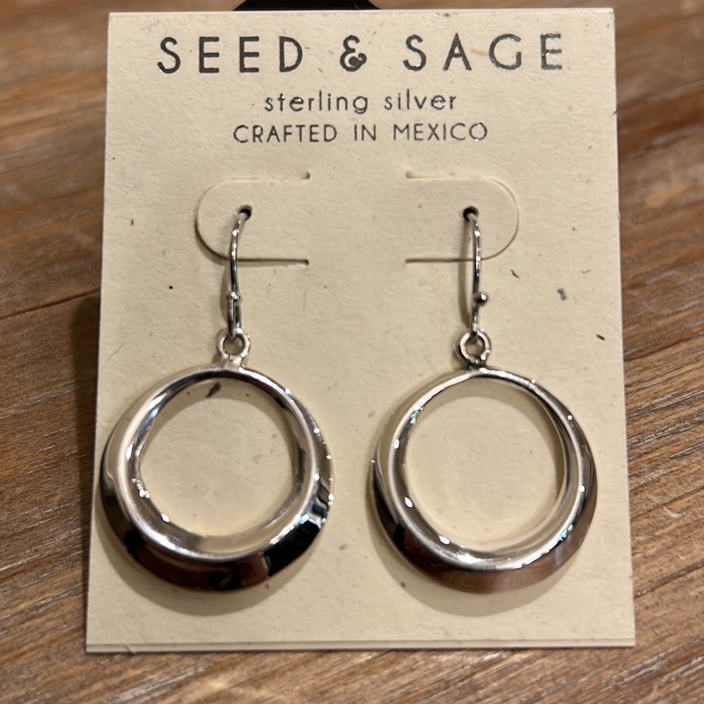 Seed & Sage Sterling Silver Hoop Earrings. NEW
